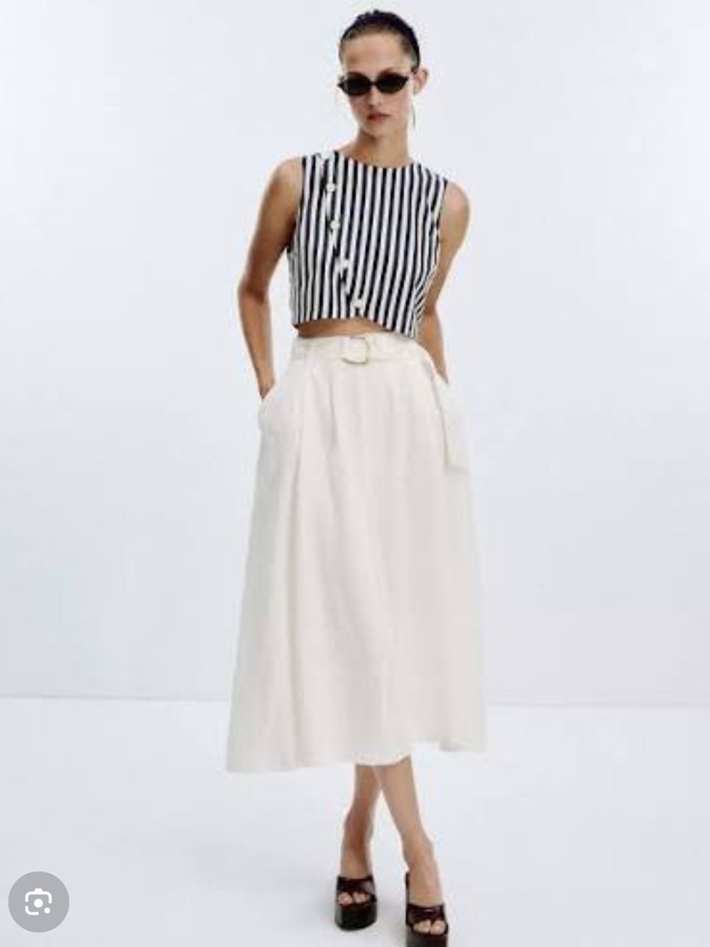 Zara Cream Maxi Dress with Belted Waist